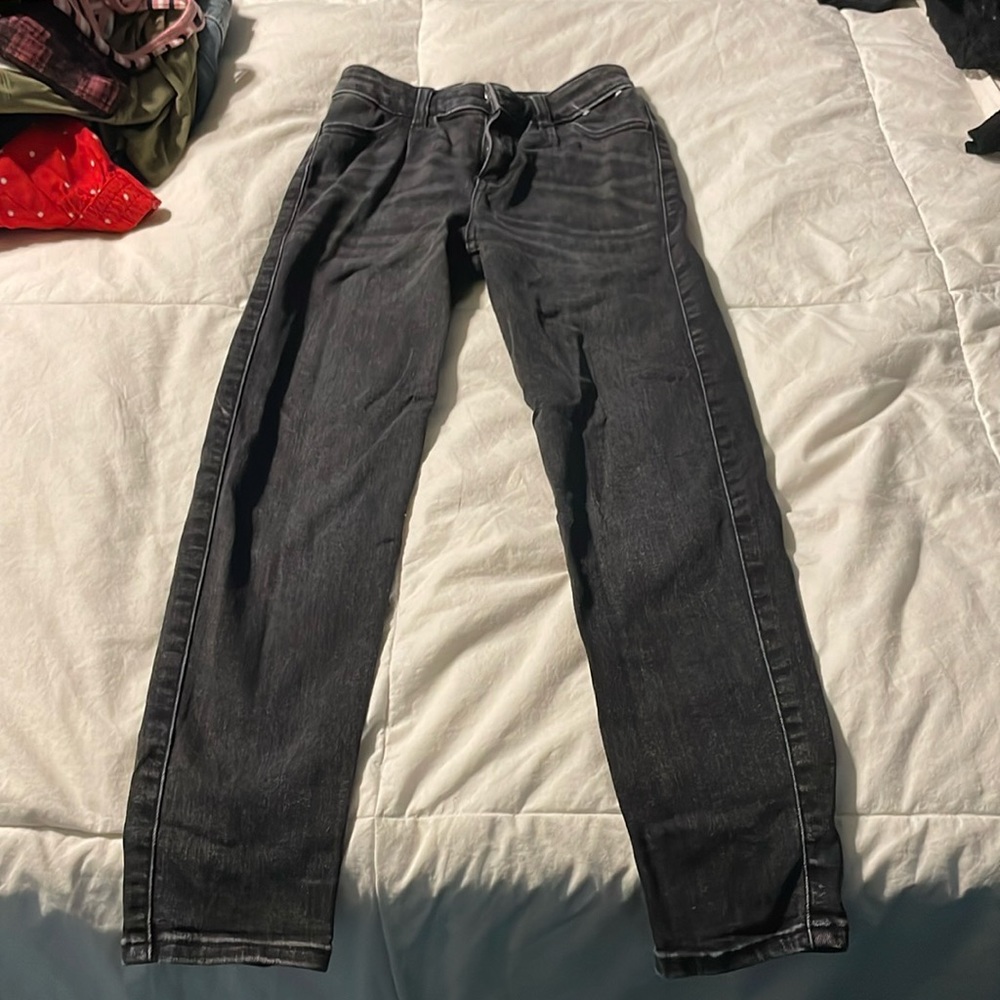 Abercrombie kids black mid rise mom jeans